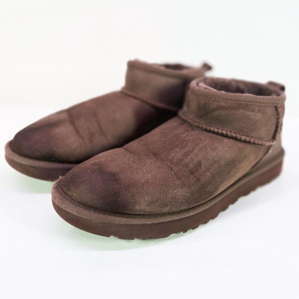 UGG Classic Ultra Mini Boots Women’s Size 8 Brown Suede Sheepskin 1116109